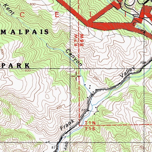 Topographic Map of Kent Falls, CA