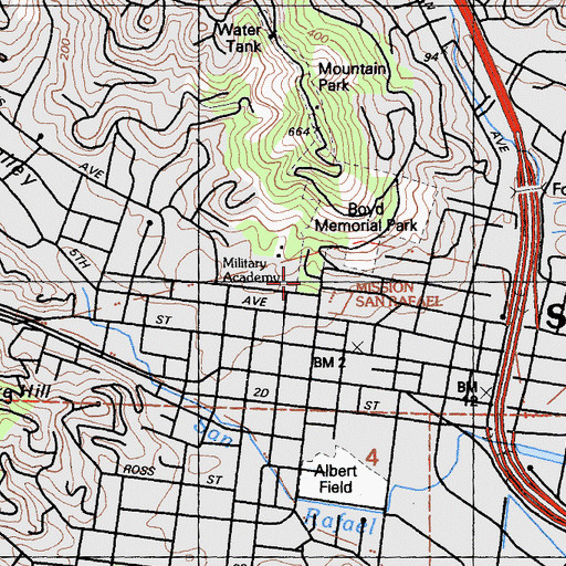 Topographic Map of Marin County Historical Society Archives and Library, CA