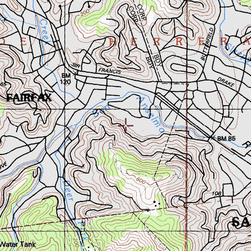 Topographic Map of Marin Town and Country Club, CA