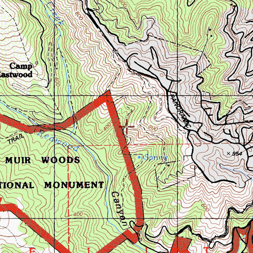 Topographic Map of Redwood Trail, CA