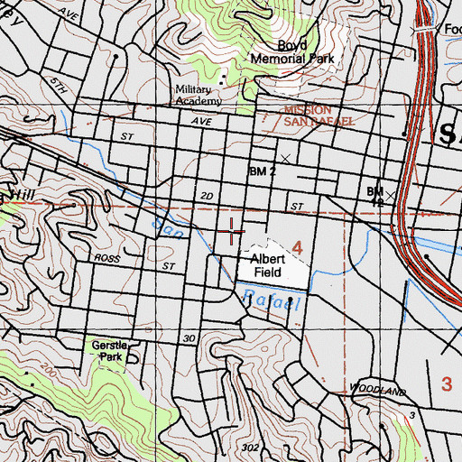 Topographic Map of San Rafael Community Center, CA