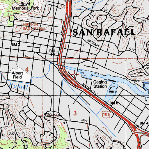 Topographic Map of San Rafael Yacht Club, CA