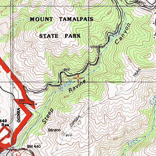Topographic Map of Steep Ravine Trail, CA