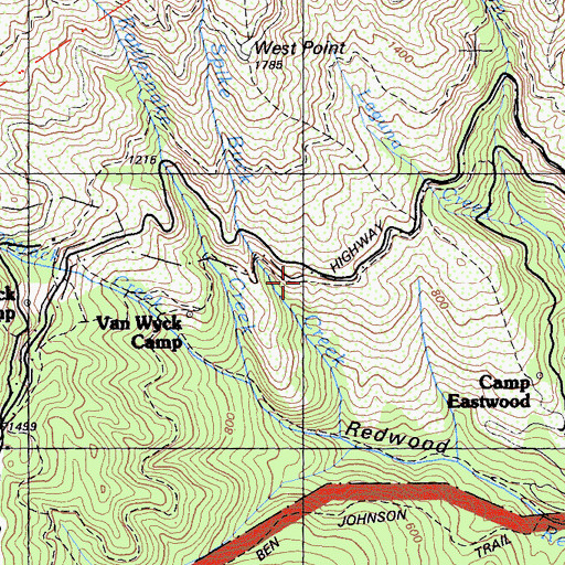Topographic Map of Troop 80 Trail, CA