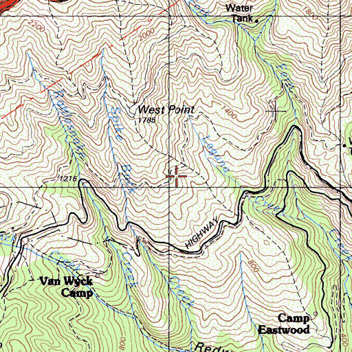 Topographic Map of West Point Trail, CA