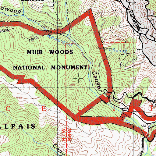 Topographic Map of Bohemian Grove, CA