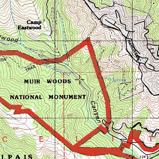 Topographic Map of Cathedral Grove, CA