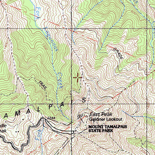 Topographic Map of Inspiration Point, CA