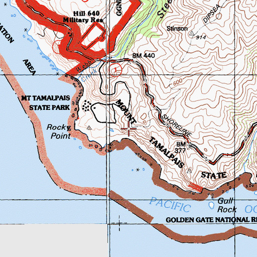 Topographic Map of Rocky Point Trail, CA