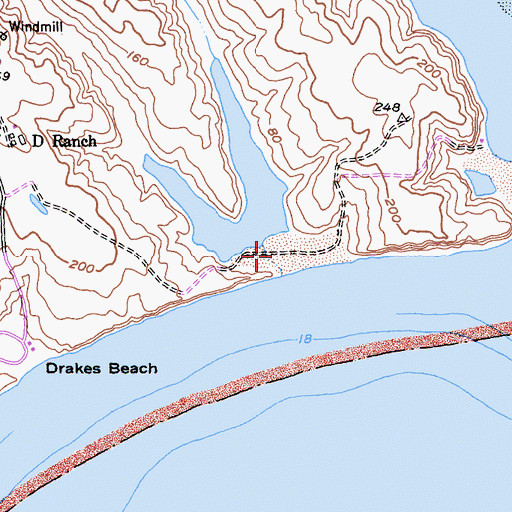 Topographic Map of Drakes Beach Trail, CA