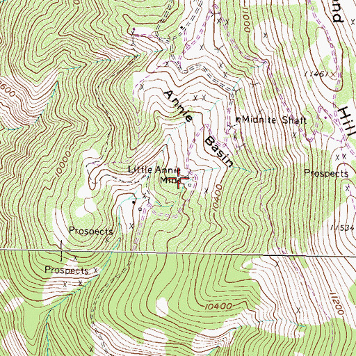 Topographic Map of Little Annie Mine, CO