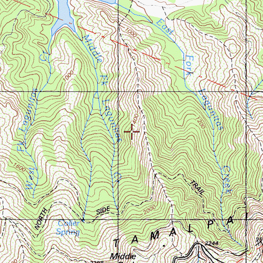 Topographic Map of Lagunitas Fire Trail, CA