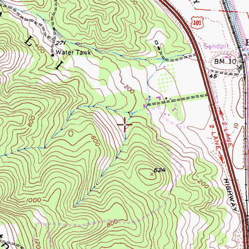 Topographic Map of Olompali State Historic Park, CA