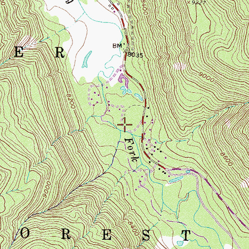 Topographic Map of Aspen Park Campground, CO