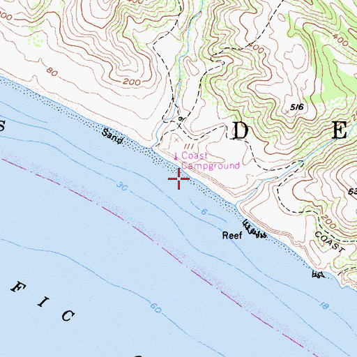 Topographic Map of Santa Maria Beach, CA