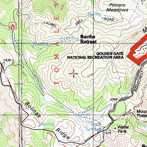 Topographic Map of Simmons Trail, CA