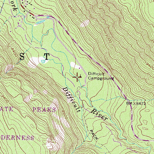 Topographic Map of Difficult Campground, CO