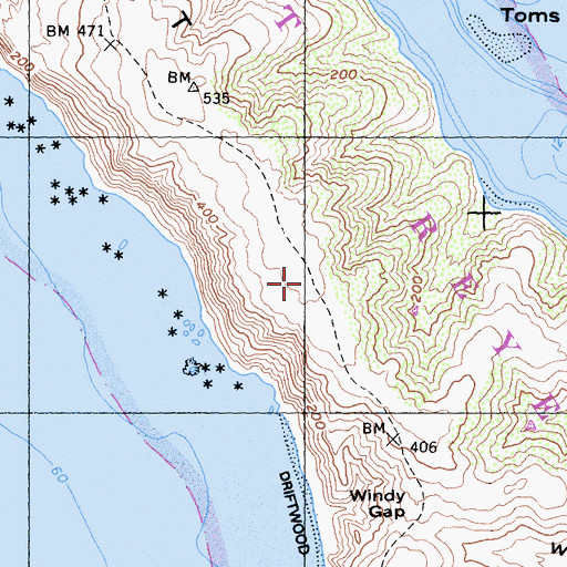 Topographic Map of Tomales Point Trail, CA