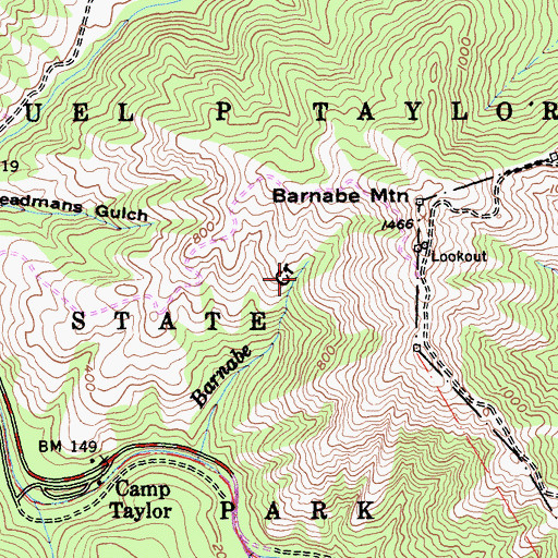 Topographic Map of Barnabe Trail, CA