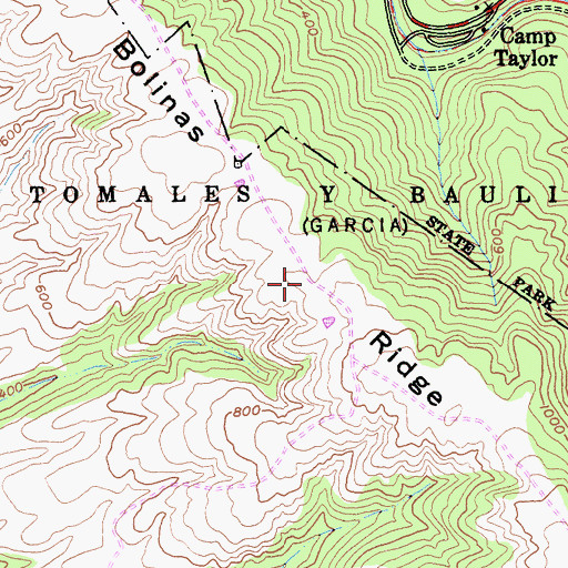 Topographic Map of Bolinas Ridge Fire Trail, CA