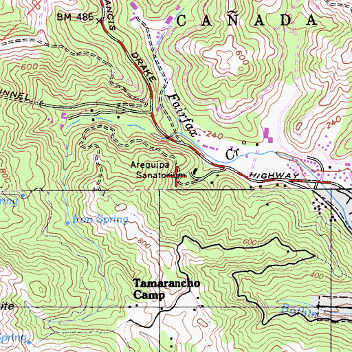 Topographic Map of Camp Arequipa, CA