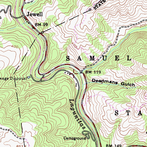Topographic Map of Devils Gulch Creek, CA