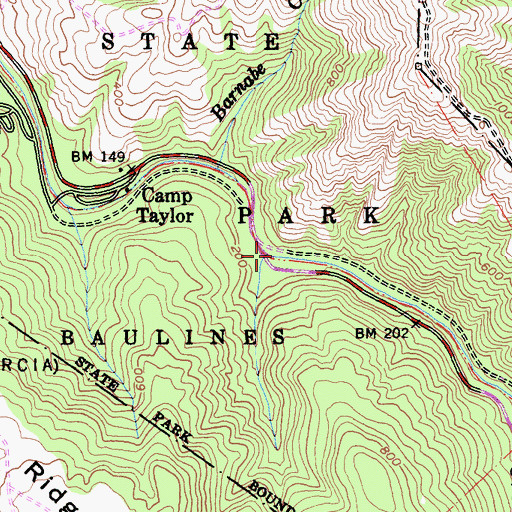 Topographic Map of Irving Group Picnic Area, CA