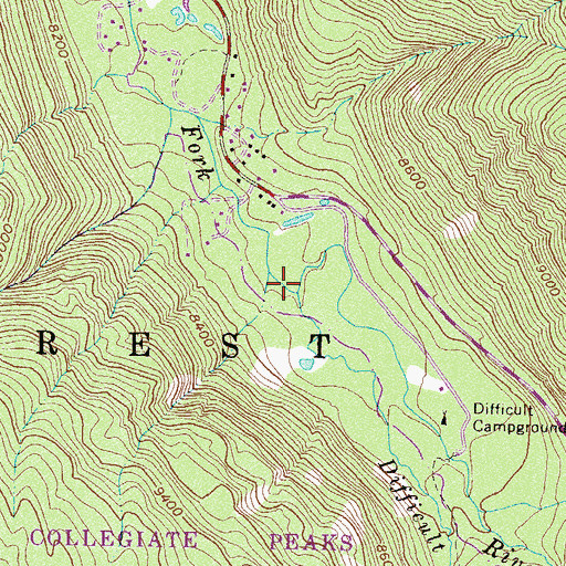 Topographic Map of Difficult Creek, CO