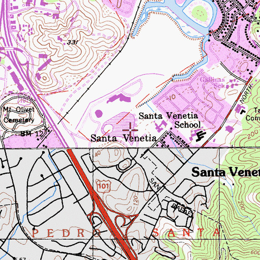 Topographic Map of Lagoon Park, CA