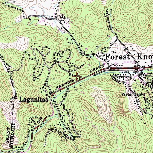 Topographic Map of Lagunitas Post Office, CA