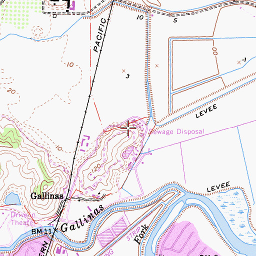 Topographic Map of Los Gallinas Valley Sewer Plant, CA