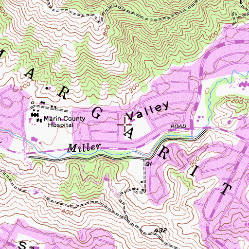 Topographic Map of Lucas Valley, CA