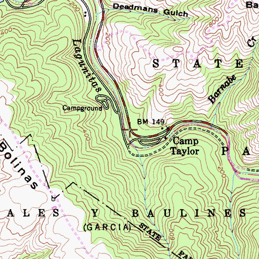 Topographic Map of Madrone Group Area Campground, CA