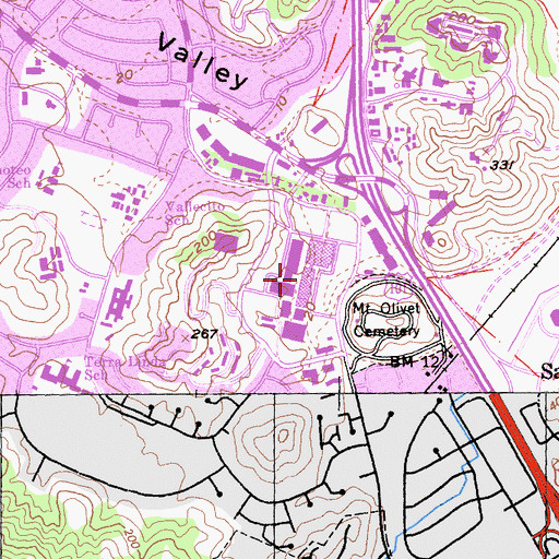 Topographic Map of Northgate Mall Shopping Center, CA