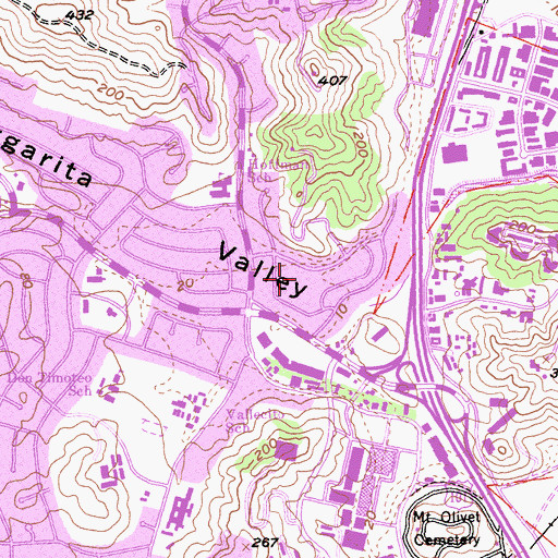 Topographic Map of Oleander Park, CA