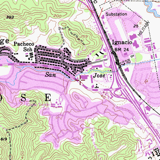 Topographic Map of Pacheco Plaza Shopping Center, CA