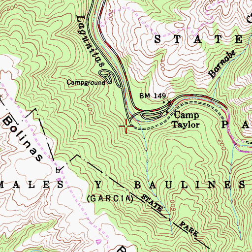 Topographic Map of Redwood Grove Picnic Area, CA