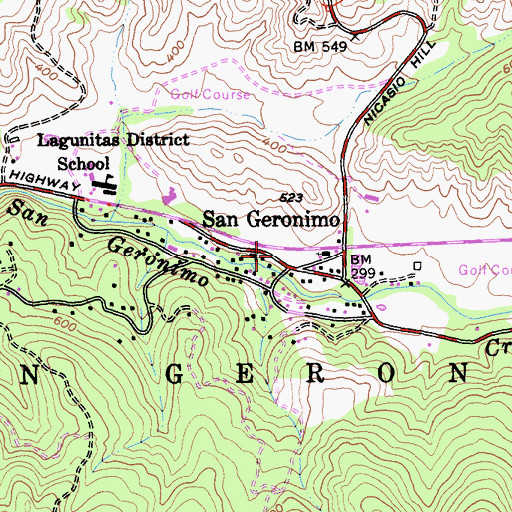 Topographic Map of San Geronimo Post Office, CA