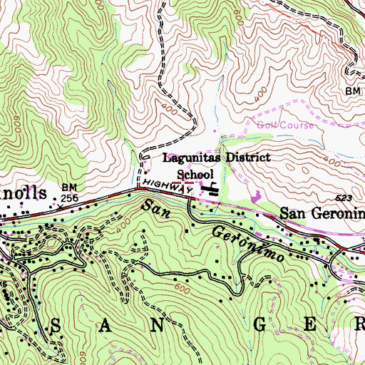Topographic Map of San Geronimo Valley Branch Marin County Free Library, CA