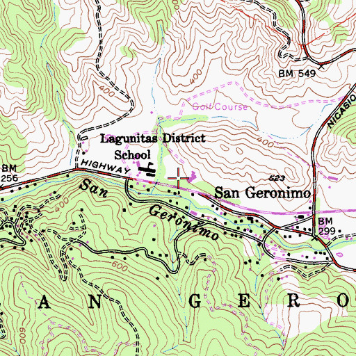 Topographic Map of San Geronimo Valley Elementary School, CA
