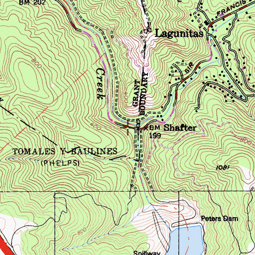Topographic Map of Shafter Bridge, CA