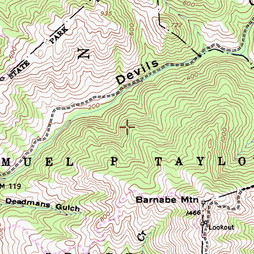 Topographic Map of Stairstep Falls Trail, CA