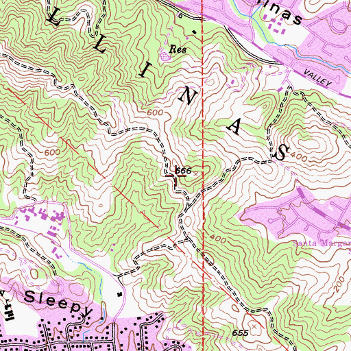 Topographic Map of Terra Linda-Sleepy Hollow Divide Northern Preserve, CA