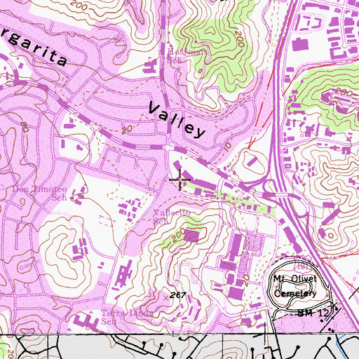 Topographic Map of The Mall at North Gate Shopping Center, CA