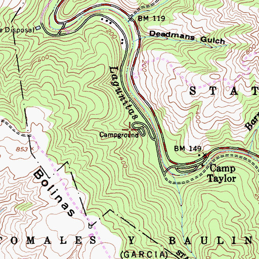 Topographic Map of Upper Campground, CA