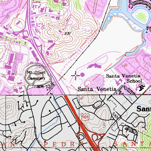 Topographic Map of Veterans Memorial Auditorium, CA