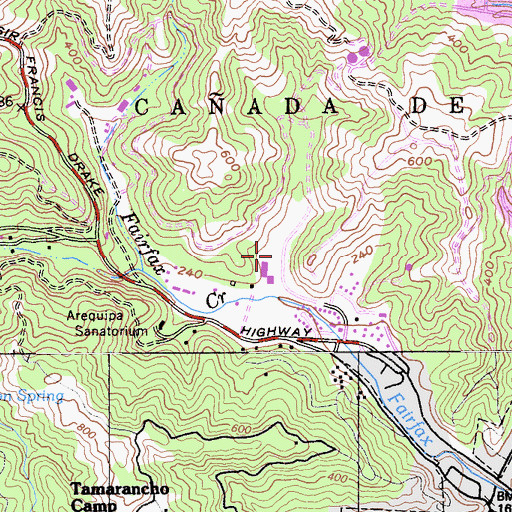 Topographic Map of White Hill Middle School, CA