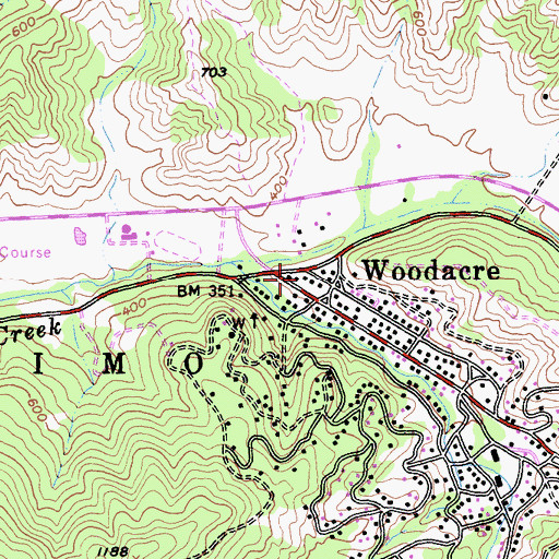 Topographic Map of Woodacre Post Office, CA