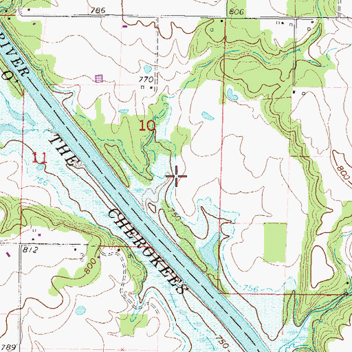 Topographic Map of Hudson Creek Baptist Church, OK