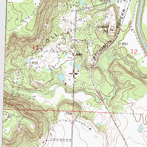 Topographic Map of Matoaka Baptist Church, OK